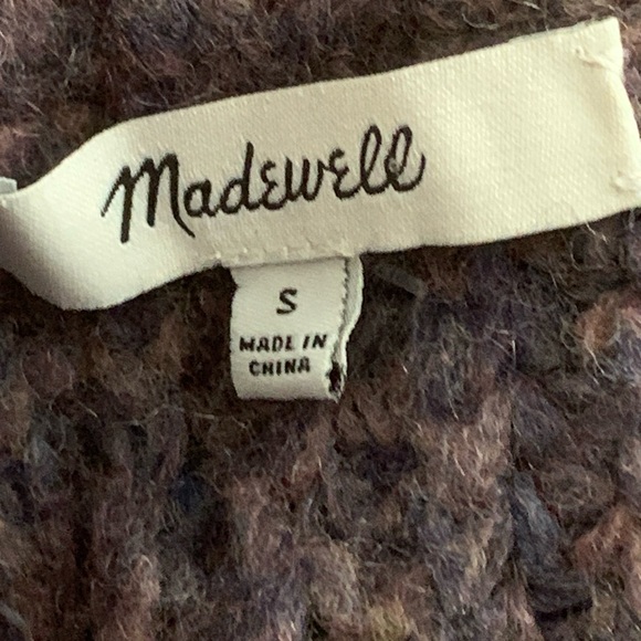 Madewell Marled Mock Neck Sweater Small Purple Wool Blend Chunky Knit - Picture 2 of 6